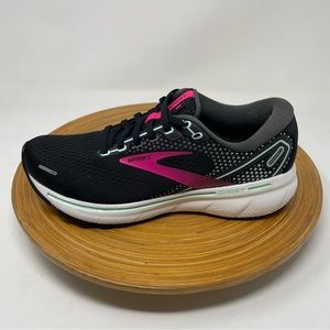 BROOKS Ghost 14 Running Shoes Black/Pink/Yucca Size 7.5